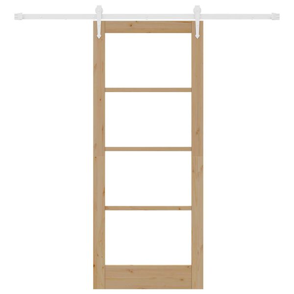 vidaXL Skjutd&ouml;rr Naturf&auml;rg 83 x 202 cm Massivt talltr&auml; och glas