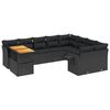 vidaXL Loungegrupp 10 delar med svarta dynor konstrotting