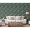 DUTCH WALLCOVERINGS Tapet Tropical m&ouml;rkbl&aring; och guld
