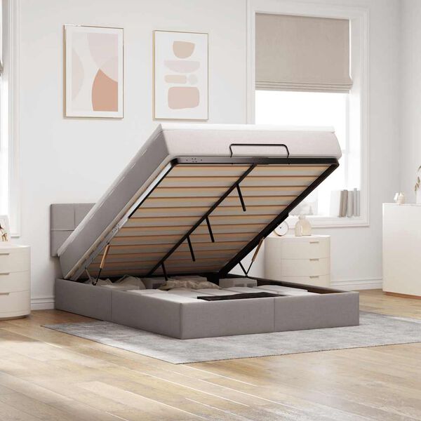 vidaXL Ottoman s&auml;ng med madrass taupe 140x190 cm tyg