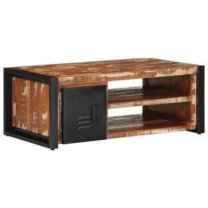 vidaXL Soffbord flerf&auml;rgad 90x50x36 cm massivt &aring;tervunnet tr&auml;