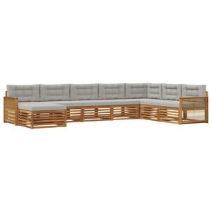 vidaXL Utomhussoffset med kudde 8 pcs Naturlig och ljusgr&aring;