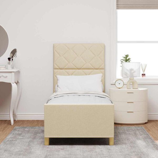 vidaXL S&auml;ngram med huvudgavel Kr&auml;m 80 x 200 cm tyg