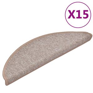 vidaXL Trappmattor 15 st 56x17x3 cm ljusbruna halvrunda