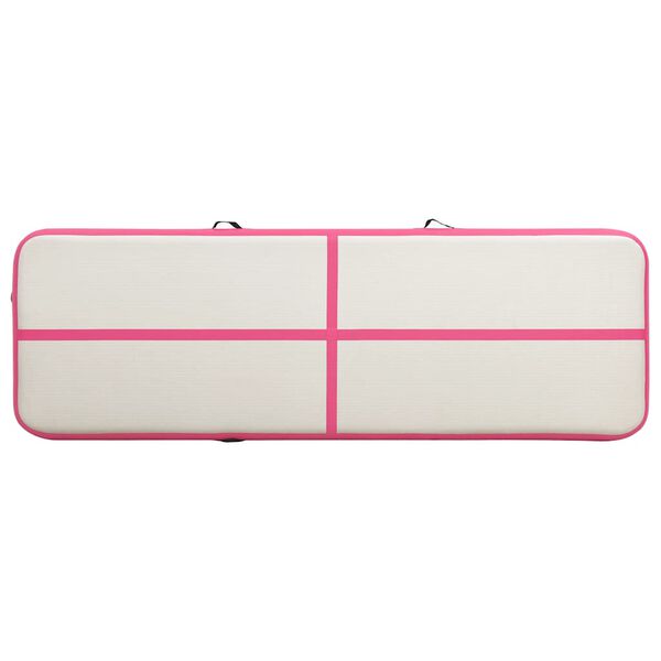vidaXL Uppbl&aring;sbar gymnastikmatta med pump 500x100x15 cm PVC rosa