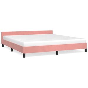 vidaXL S&auml;ngram med huvudgavel utan madrass rosa 160x200 cm sammet
