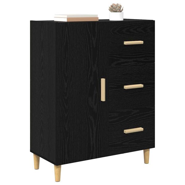 vidaXL Sideboard med l&aring;da Svart ek 34 x 69.5 x 90 cm Konstruerat tr&auml;