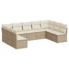 vidaXL Soffgrupp f&ouml;r tr&auml;dg&aring;rden med dynor 9 delar beige konstrotting