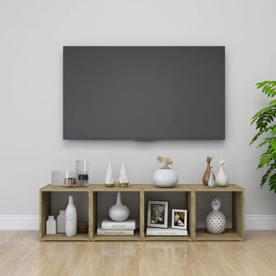 vidaXL TV-bänk vit och sonoma-ek 37x35x37 cm konstruerat trä