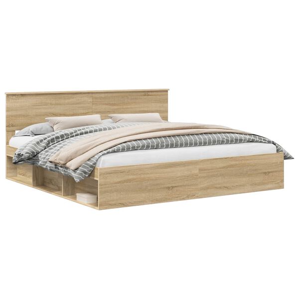 vidaXL S&auml;ngram med huvudgavel Sonoma 200 x 200 cm Massiv furu