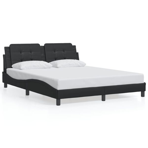 vidaXL Bed Frame without Mattress "Zadar" Black 160x200 cm Faux Leather