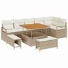 vidaXL Tr&auml;dg&aring;rdsoffset med kudde 9 pcs Beige och gr&auml;ddf&auml;rgad