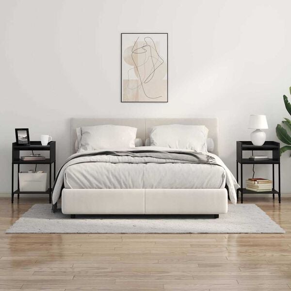 vidaXL Nattduksbord med hylla Svart Ek 40 x 40 x 61 cm Konstruerat tr&auml;