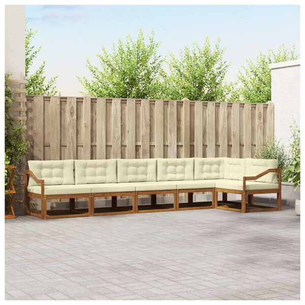 vidaXL Utomhussoffset med kudde 6 pcs Naturlig och Gr&auml;dde