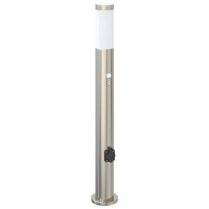 vidaXL Pollare med sensor och uttag 80 cm rostfritt st&aring;l IP44