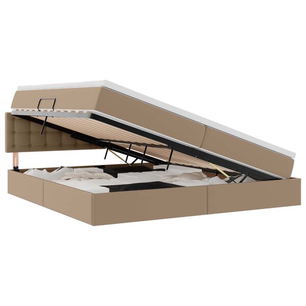 vidaXL F&ouml;rvaringss&auml;ng med madrass Cappucino 200 x 200 cm Konstl&auml;der