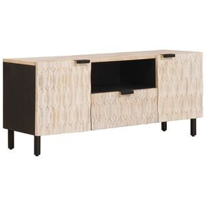 vidaXL TV-sk&aring;p Vit Tv&auml;tt Finish 105 x 33 x 46 cm Massivt mangotr&auml;