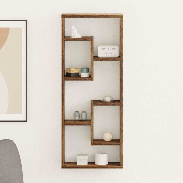 vidaXL V&auml;gghylla r&ouml;kf&auml;rgad ek 36x16x90 cm konstruerat tr&auml;