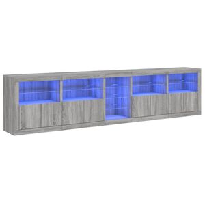 vidaXL Sk&auml;nk med LED-belysning gr&aring; sonoma 283x37x67 cm