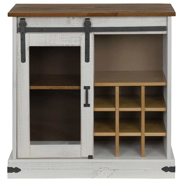 vidaXL Skänk HALDEN med skjutdörr vit 80x40x80 cm massivt trä