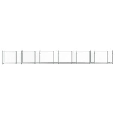 vidaXL Hundgård med dörrar grå 12x2x1,5 cm galvaniserat stål
