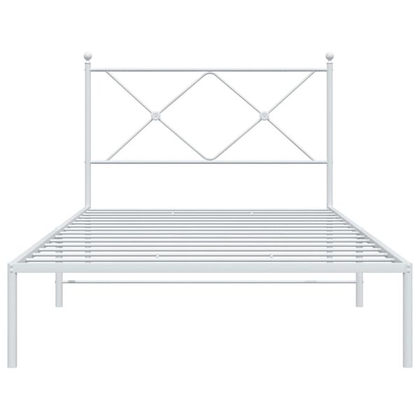vidaXL Sängram med huvudgavel metall vit 107x203 cm