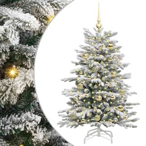 vidaXL Plast Hingad Julgran med LED -remsljus Vit 120 cm PE och PVC
