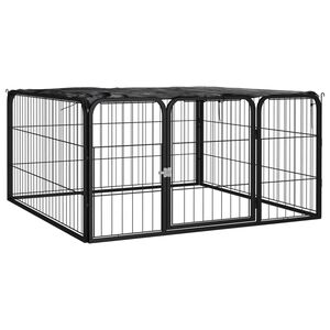 vidaXL Hundbur 4 paneler svart 100 x 50 cm pulverlackerat st&aring;l