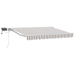 vidaXL Manuell markisram med LED-lampor Ljusgr&aring; och vit. 3 x 2,5 m