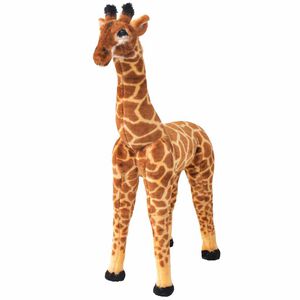 vidaXL St&aring;ende leksaksgiraff brun och gul XXL