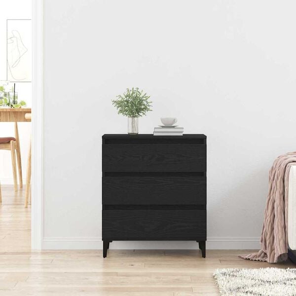 vidaXL Sideboard med l&aring;da Svart Ek 60 x 35 x 70 cm Konstruerat tr&auml;