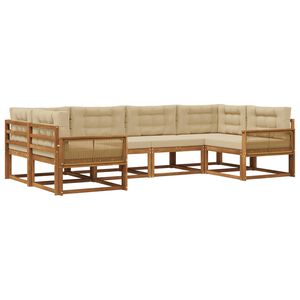 vidaXL Utomhussoffset med kudde 6 pcs Naturlig och Beige