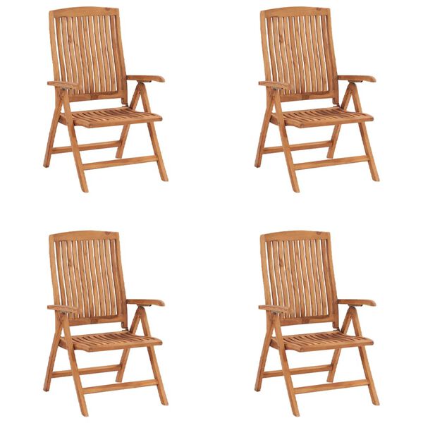 vidaXL Justerbara tr&auml;dg&aring;rdsstolar med dynor 4 st massiv teak