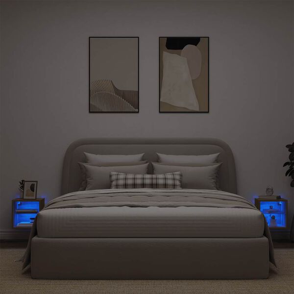 vidaXL Väggmonterad tv-bänk LED 2 st artisan ek 30x28,5x30 cm