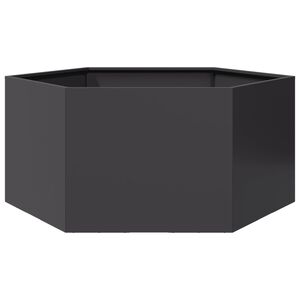 vidaXL Odlingsl&aring;da svart sexkantig 104x90x45 cm st&aring;l
