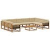 vidaXL Utomhussoffset med kudde 10 pcs Naturlig och Beige