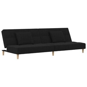 vidaXL B&auml;ddsoffa 2-sits med tv&aring; kuddar svart tyg