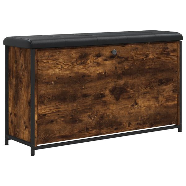 vidaXL Skobänk med flip-låda rökfärgad ek 102x32x56 cm