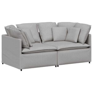 vidaXL Modulsoffa med dynor i tyg molngr&aring;