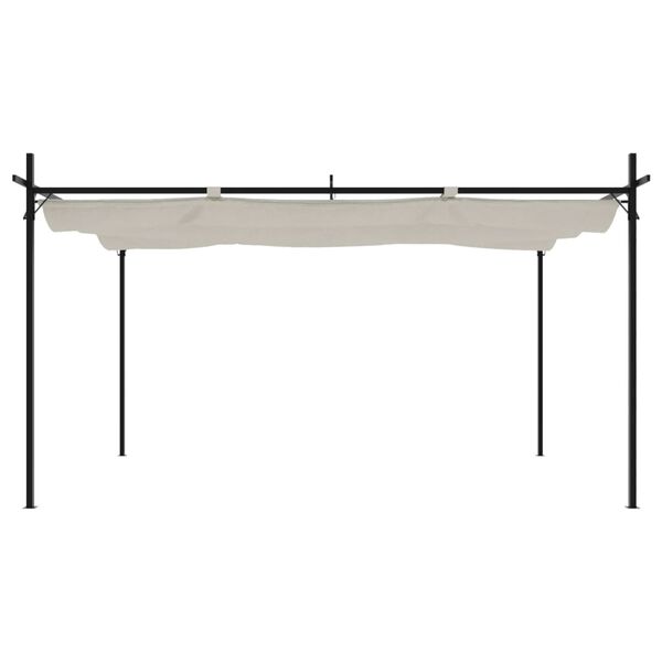 vidaXL Pergola med infällbart tak gräddvit 395x292x230 cm