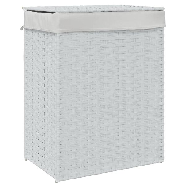 vidaXL Tvättkorg med lock vit 46x33x60 cm konstrotting