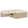 vidaXL Loungegrupp f&ouml;r tr&auml;dg&aring;rden m. dynor 11 delar beige konstrotting