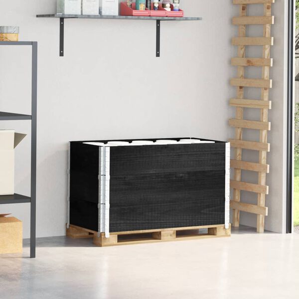 vidaXL Pallkragar 3 st svart 100x50 cm massivt furu