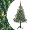 vidaXL Konstgjord Julgran Sn&ouml;flockad med LED Ljus Gr&ouml;n och Vit 120 cm
