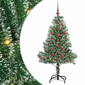 vidaXL Konstgjord Julgran Sn&ouml;flockad med LED Ljus Gr&ouml;n och Vit 120 cm