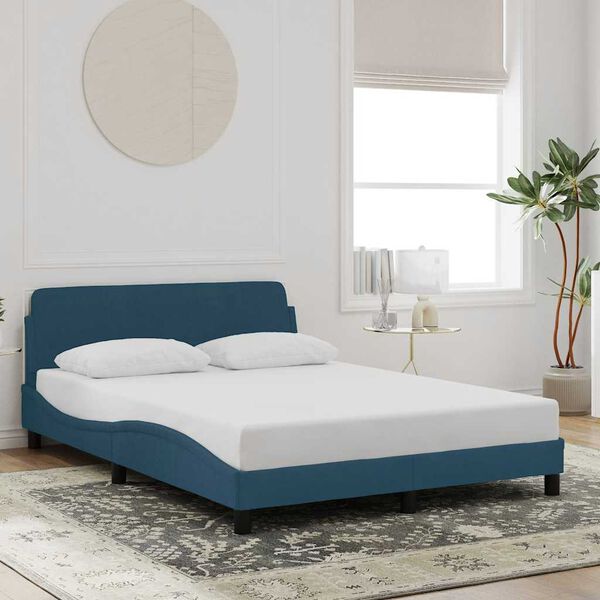 vidaXL Bed Frame with Headboard "Dover" Blue 120x200 cm Velvet