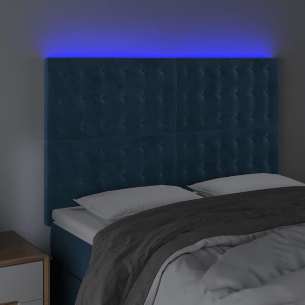 vidaXL S&auml;nggavel LED m&ouml;rkbl&aring; 144x5x118/128 cm sammet