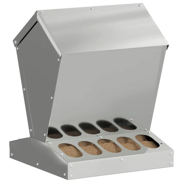 vidaXL H&ouml;nsfodertr&aring;g Silver 30 x 30 x 39 cm Galvaniserat St&aring;l