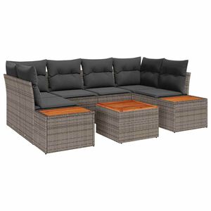 vidaXL Tr&auml;dg&aring;rdsoffset med lagring 7 pcs Gr&aring; Poly rattan