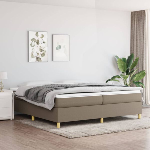 vidaXL Boxspring-s&auml;ngram taupe 200x200 cm tyg
